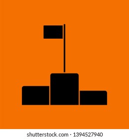 Pedestal Icon. Black on Orange Background. Vector Illustration.