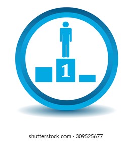 Pedestal icon, blue, 3D, isolated on white
