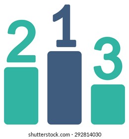 Pedestal icon from Competition & Success Bicolor Icon Set. Vector style: flat bicolor symbols, cobalt and cyan colors, rounded angles, white background.