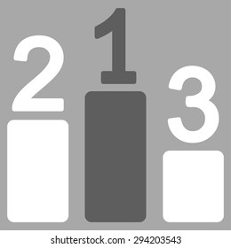 Pedestal icon from Competition & Success Bicolor Icon Set. Vector style: flat bicolor symbols, dark gray and white colors, rounded angles, silver background.