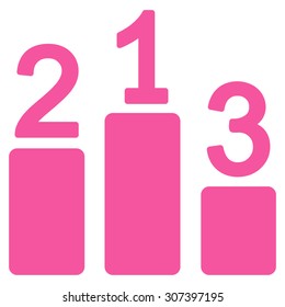 Pedestal icon. Vector style is flat symbols, pink color, rounded angles, white background.