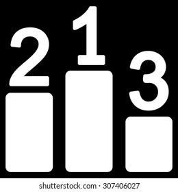 Pedestal icon. Vector style is flat symbols, white color, rounded angles, black background.