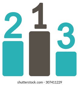 Pedestal icon. Vector style is flat bicolor symbols, grey and cyan colors, rounded angles, white background.