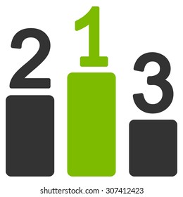 Pedestal icon. Vector style is flat bicolor symbols, eco green and gray colors, rounded angles, white background.