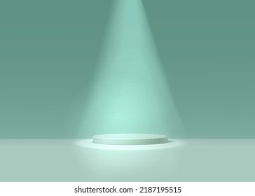 Pedestal illustration. Realistic vector rendering 3d podium shape for placing cosmetic product with copy space