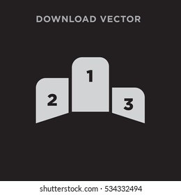 Pedestal isolated vector icon, winner podium sign or symbol on black background