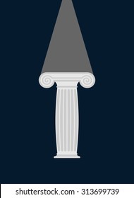 Pedestal. Light in darkness. Enlightenment. Vector illustration.