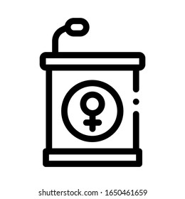 Pedestal Mike Icon Vector. Outline Pedestal Mike Sign. Isolated Contour Symbol Illustration