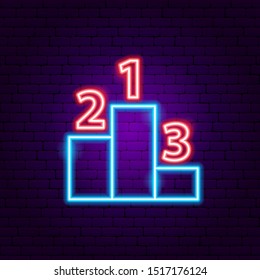 Pedestal Neon Sign. Vector Illustration of Sport Promotion.