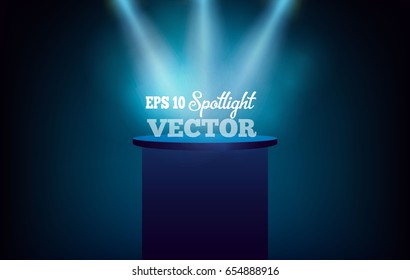 Pedestal sobre fondo azul. Vector eps10.