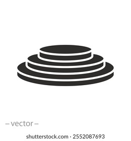 pedestal ou plataforma para cerimônia de premiação, ícone do pódio vencedor, estágio de apresentação de sucesso, arena circular, ilustração de vetor plana