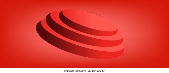 Pedestal de la exhibición de la plataforma con el podio moderno del soporte en fondo rojo de la habitación. Escenario de exposición en blanco o estante de producto vacío.