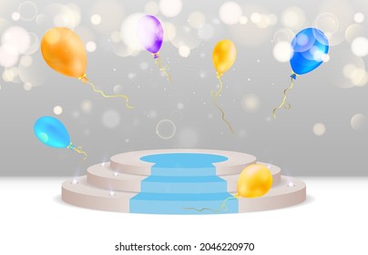 A pedestal or platform for honoring winners and presentations. Vector