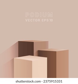 Marrón de podio para la pantalla de producto soporte espacio vacío fondo de estudio de escenario.Vector EPS