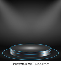 Pedestal or podium for display,Platform  with glow light . Vector illustration