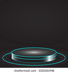 Pedestal or podium for display,Platform  with glow light . Vector illustration