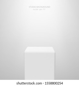 Pedestal for product presentation .Studio white background .Perfect for your projects. Vector illustration.	