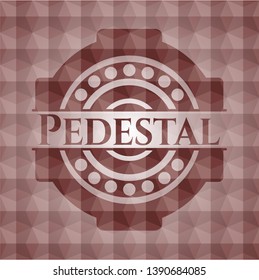 Pedestal red seamless badge with geometric background.