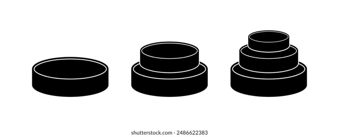 Pedestal Set Icons. Silhouette style. Vector icons.