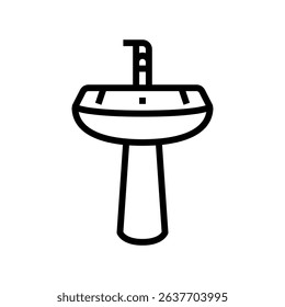 pedestal sink line icon vector. pedestal sink sign. isolated contour symbol black illustration