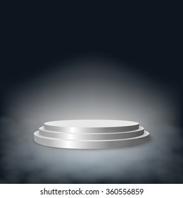 Pedestal with steps in the fog. Vector EPS10