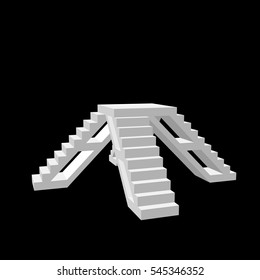 Pedestal with steps. Isolated on black background. 3d Vector illustration. 
