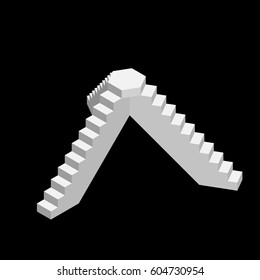 Pedestal with steps. Isolated on black background. 3d Vector illustration. Isometric view.