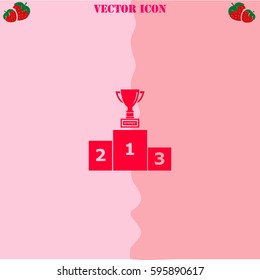 Pedestal vector  icon. Strawberry Background.