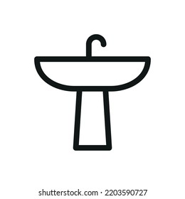 Pedestal wash basin isolated icon, pedestal sink vector icon with editable stroke