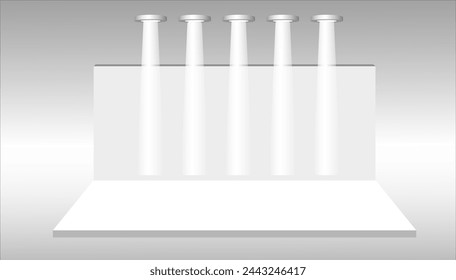 Pedestal, white empty 3d podium and spotlights vector illustration. Place for the exhibition. Vector EPS10