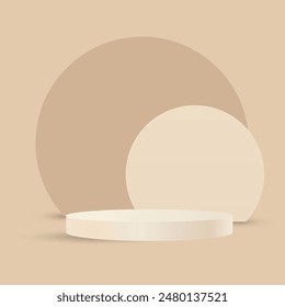 Pedestal, white empty 3d podium and spotlights vector illustration. volumetric cylinders for goodsPlace for the exhibition. Vector EPS10	
