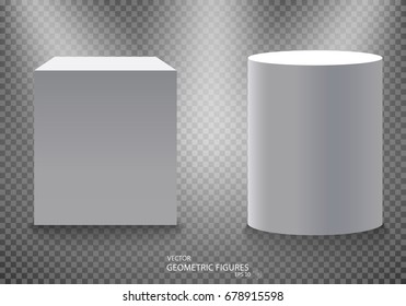 Pedestal, white empty 3d podium and spotlights vector illustration. Place for the exhibition. Vector EPS10