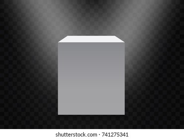 Pedestal, white empty 3d podium and spotlights vector illustration. Place for the exhibition. Vector EPS10