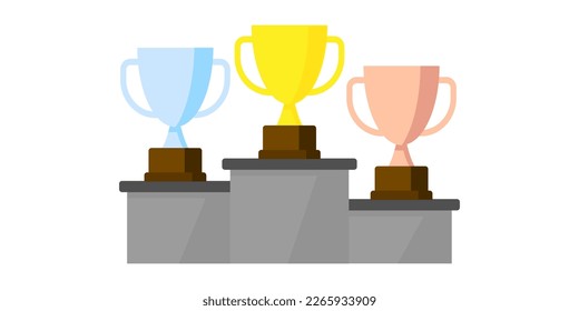 Pedestal winner at sporting events, prize for champions. Winner podium with cup for the first, second and third place