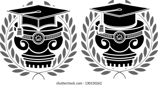 pedestals of square academic caps. vector illustration