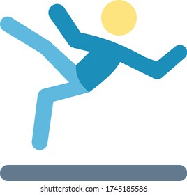 pedestrian accident concept vector color icon design, urban parks and open spaces Signage on white background, Slippery Surfaces Symbol