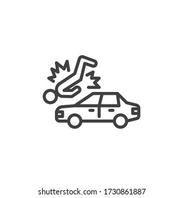 Icono de la línea peatonal de accidentes. signo de estilo lineal para concepto móvil y diseño web. Icono del vector del contorno del accidente de automóvil. Símbolo, ilustración del logotipo. Gráficos vectoriales