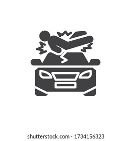 Pedestrian accident vector icon. filled flat sign for mobile concept and web design. Pedestrian hit by a car glyph icon. Symbol, logo illustration. Vector graphics