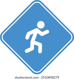 pedestrian area icon sign, pedestrian zone sign, pedestrian walkway