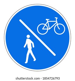 Pedestrian and Bicycle share pathway sign. Blue road sign for pedestrians and cyclists