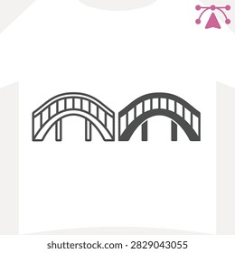 Pedestrian bridge line and solid icon, architecture concept. Vector graphics. Pedestrians overpass, arch sign and editable stroke, outline style icon for mobile or web design