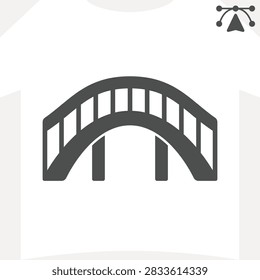 Pedestrian bridge solid icon, architecture concept. Vector graphics. Pedestrians overpass, arch sign and editable stroke, glyph style icon for mobile or web design