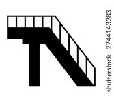 Pedestrian bridge stairs vector flat design minimalist walkway icon isolated on white background for urban infrastructure development, architectural planning, city growth, and public access concepts.