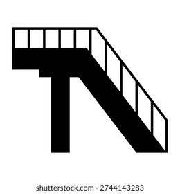 Pedestrian bridge stairs vector flat design minimalist walkway icon isolated on white background for urban infrastructure development, architectural planning, city growth, and public access concepts.