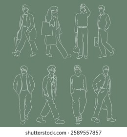 Pedestrian Chic: Minimalist Line Art Trendsetters