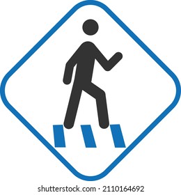 pedestrian cross icon vector blue version 