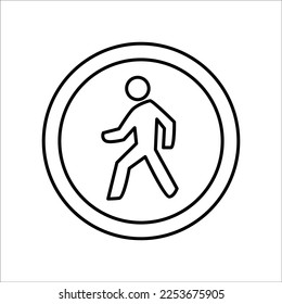 Pedestrian Crossing Ahead Sign in Line Style