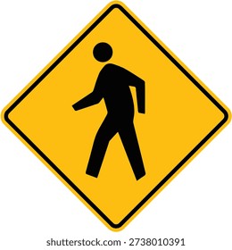 Pedestrian crossing area sign direction, left yellow square sign walkway direction right zebra cross. pedestrian traffic sign.