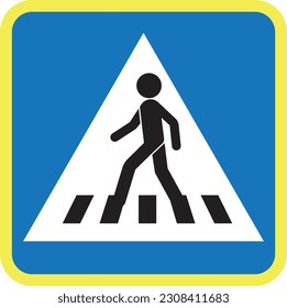 Pedestrian crossing - crosswalk flat icon symbol. Isolated, vector