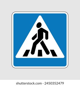 Pedestrian crossing (crosswalk) sign. Road sign, a man crosses the road. Walking man.